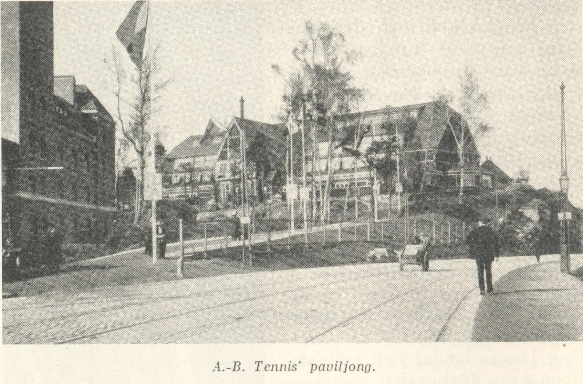 Gammalt vykort av A.-B. Tennispaviljongen.